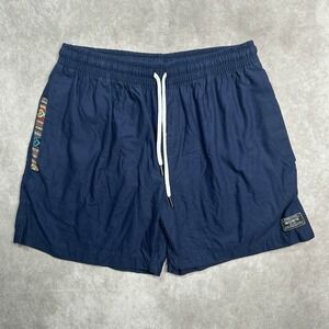 Wowie Men's Shorts XL Tribal Stripe Aztec Blue Drawstring Elastic Waist Pockets